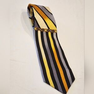 Vintage Gianni Versace Yellow and Black Striped Tie